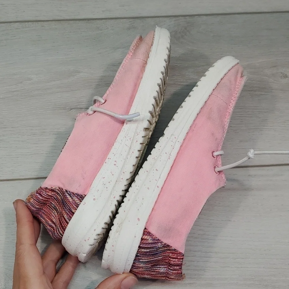 Hey Dude Kids Wendy Youth  pink multi Loafer Slip on shoes sz K12